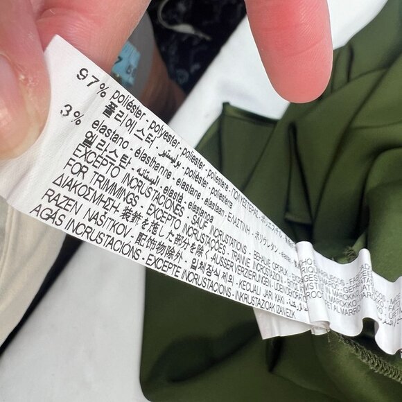 Zara Midi Satin Slip Dress Jewel Straps Ruched Party Fall Moss Green XS - Picture 14 of 14